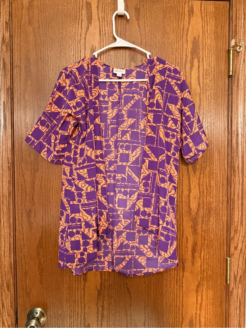 LuLaRoe Purple and Orange Geometric Kids Top
